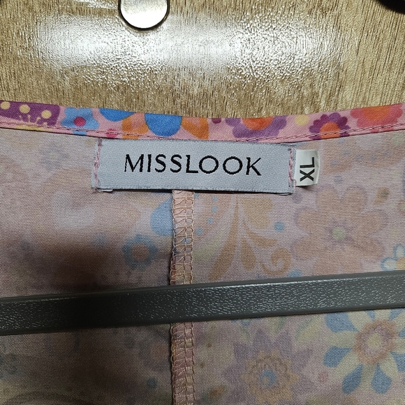 MISSLOOK Flowerchild Hippie Love Peace Paisley Balloon Sleeve V Neck Top XL - Picture 3 of 6